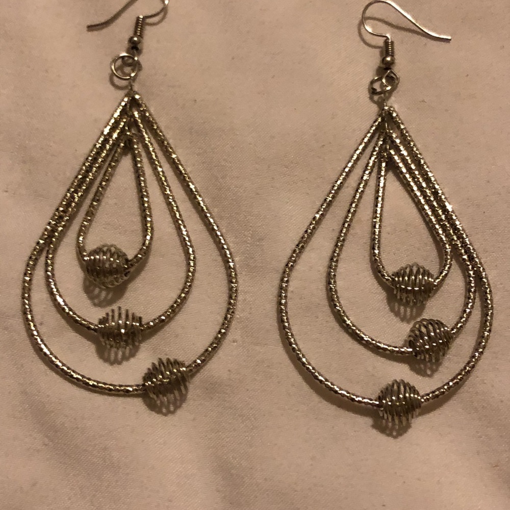 Silver triple hoop earrings